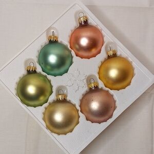 Vintage Scht Glass Holiday Ornament Set - Pastel Colors Set Of 6